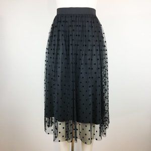 Burnout Velvet Dot Shirred Tulle Skirt